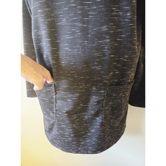 Studio M Black Space Dye 3/4-Sleeve Front Patch Pockets Tunic Size XL - Picture 3 of 6